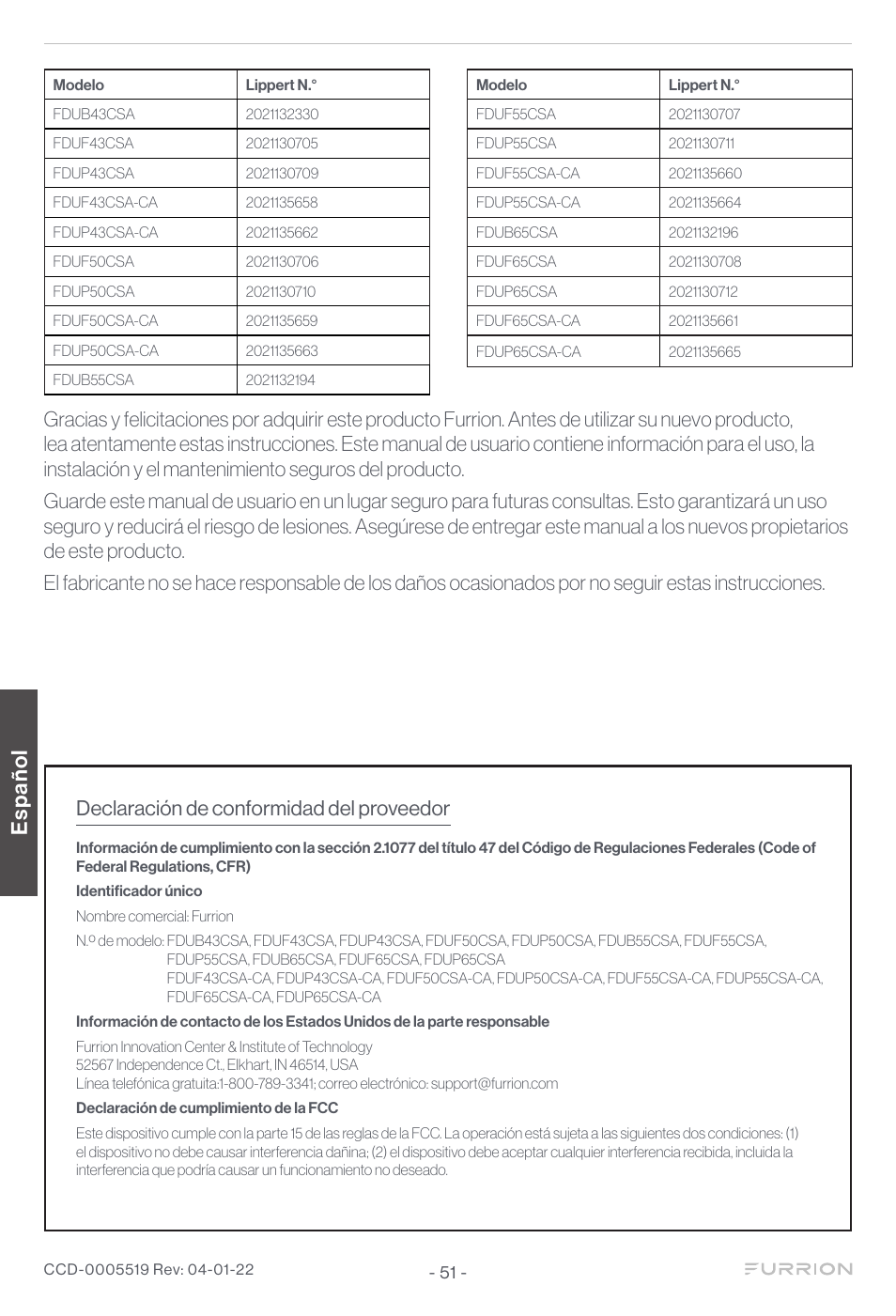 Español | Furrion Aurora Sun 55" 4K HDR LED Full Sun Outdoor Smart TV User Manual | Page 52 / 77