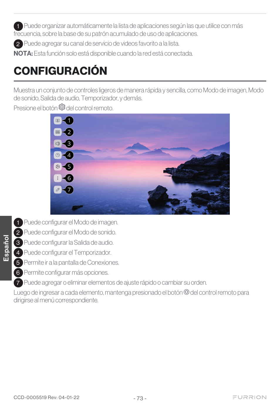 Configuración | Furrion Aurora Sun 55" 4K HDR LED Full Sun Outdoor Smart TV User Manual | Page 74 / 77