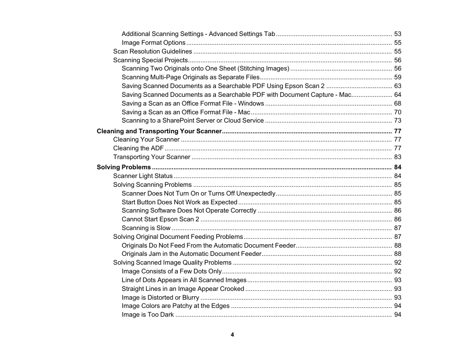 Epson DS-1630 Flatbed Color Document Scanner User Manual | Page 4 / 115
