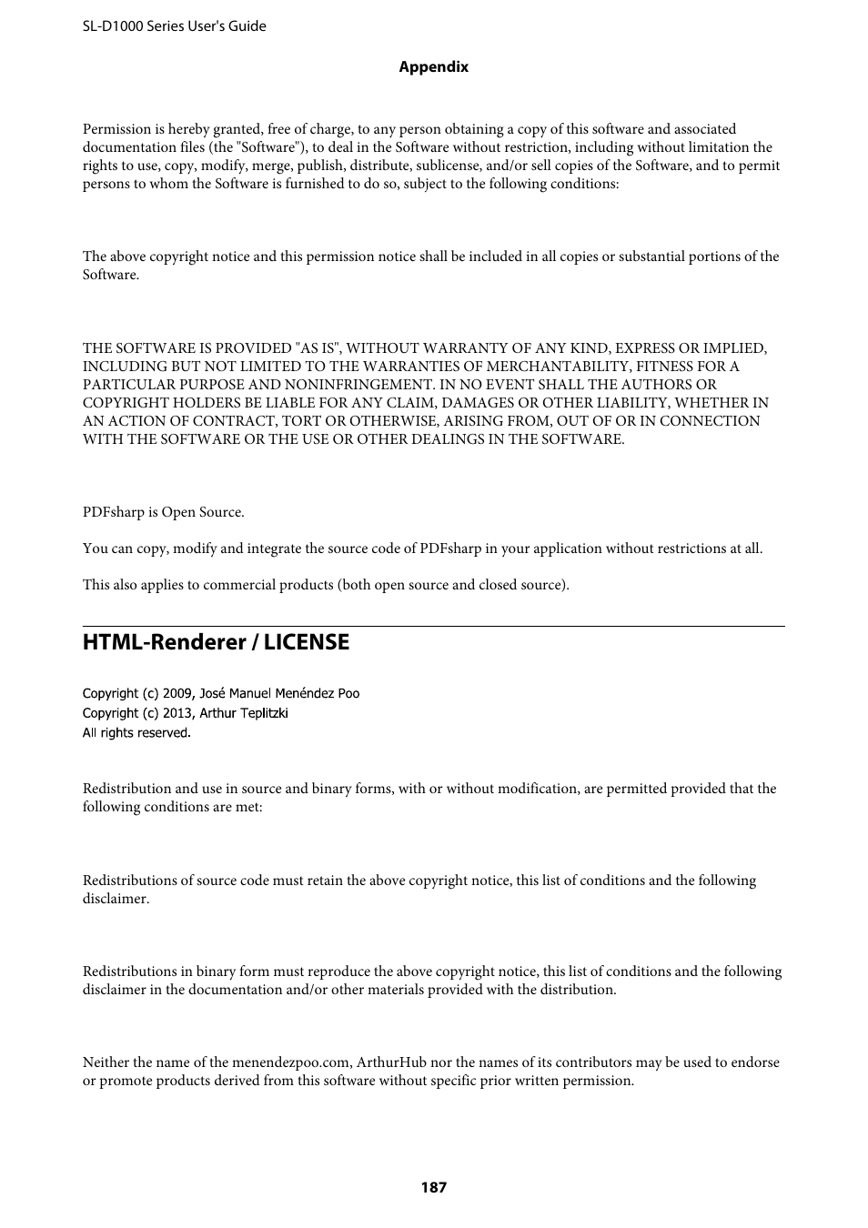 Html-renderer / license | Epson SureLab D1070 Professional Minilab Printer User Manual | Page 187 / 198