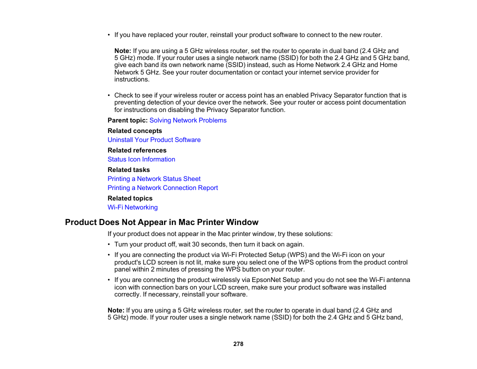 Product does not appear in mac printer window | Epson Expression Premium XP-6100 All-in-One Printer User Manual | Page 278 / 334