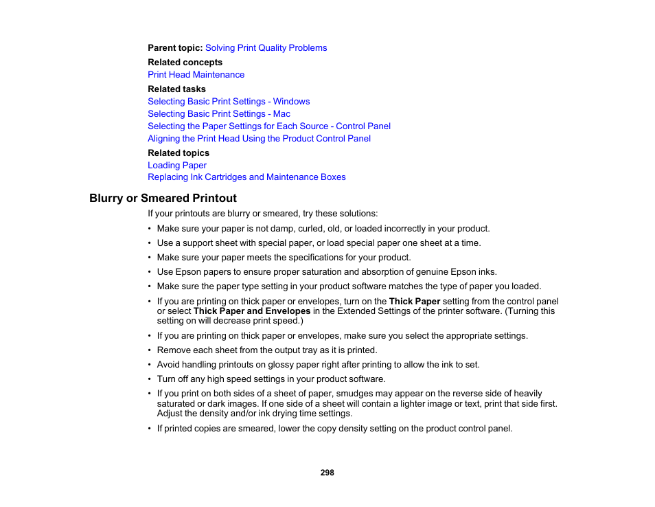 Blurry or smeared printout | Epson Expression Premium XP-6100 All-in-One Printer User Manual | Page 298 / 334