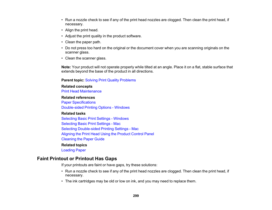 Faint printout or printout has gaps | Epson Expression Premium XP-6100 All-in-One Printer User Manual | Page 299 / 334