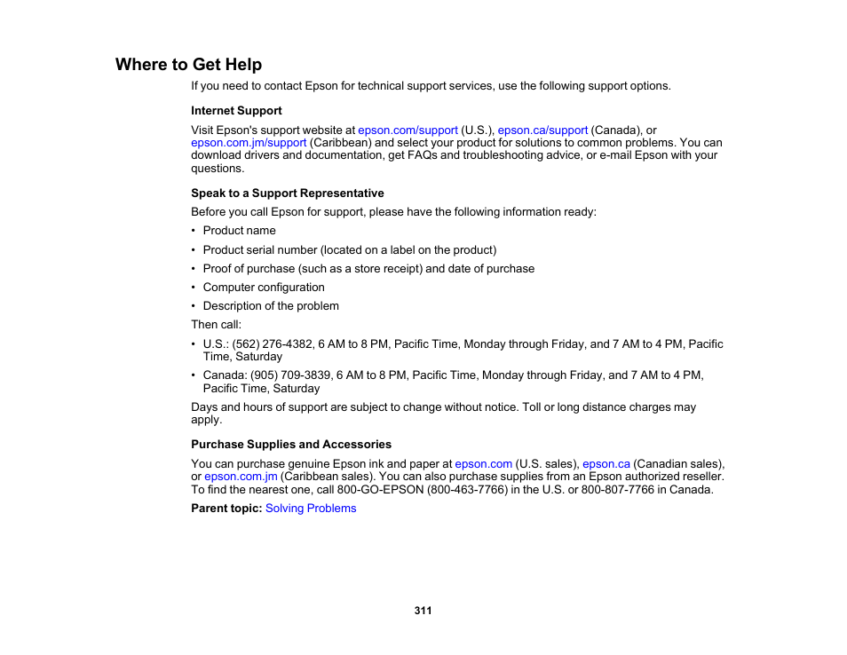 Where to get help | Epson Expression Premium XP-6100 All-in-One Printer User Manual | Page 311 / 334