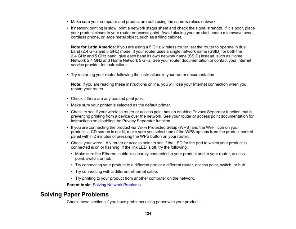 Solving paper problems | Epson SureColor P900 17" Photo Printer User Manual | Page 124 / 158