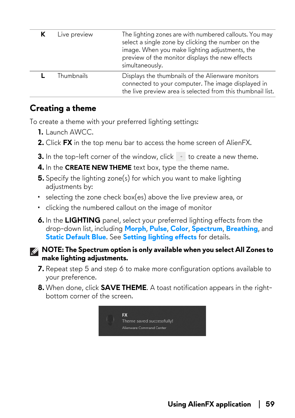 Creating a theme | Alienware AW3821DW 37.5" 1600p 144 Hz Curved Gaming Monitor User Manual | Page 59 / 71