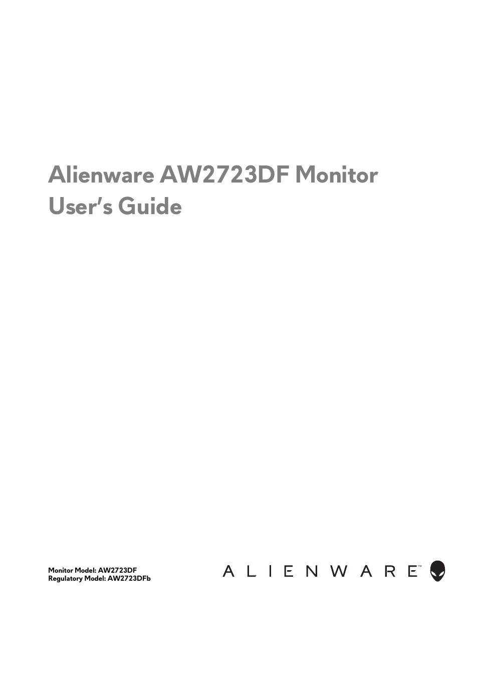 Alienware AW2723DF 27" 1440p 280Hz Gaming Monitor (Lunar Light) User Manual | 91 pages