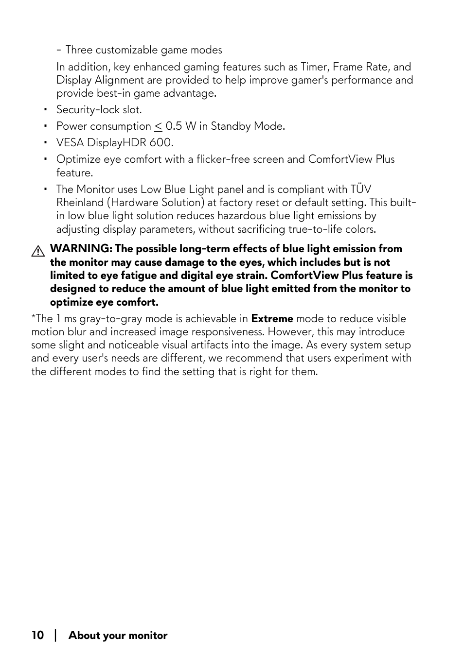 Alienware AW2723DF 27" 1440p 280Hz Gaming Monitor (Lunar Light) User Manual | Page 10 / 91