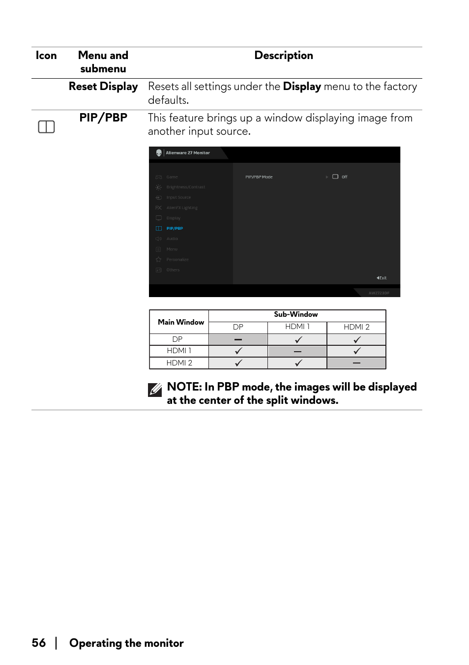 Alienware AW2723DF 27" 1440p 280Hz Gaming Monitor (Lunar Light) User Manual | Page 56 / 91