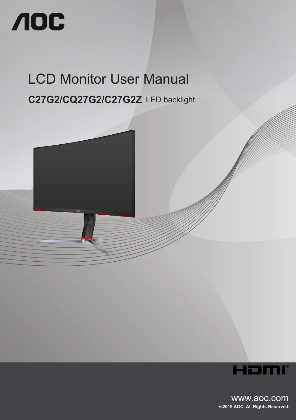 AOC 27G2Z 27" 240 Hz HDR Gaming Monitor (Black/Silver/Red) User Manual | 31 pages
