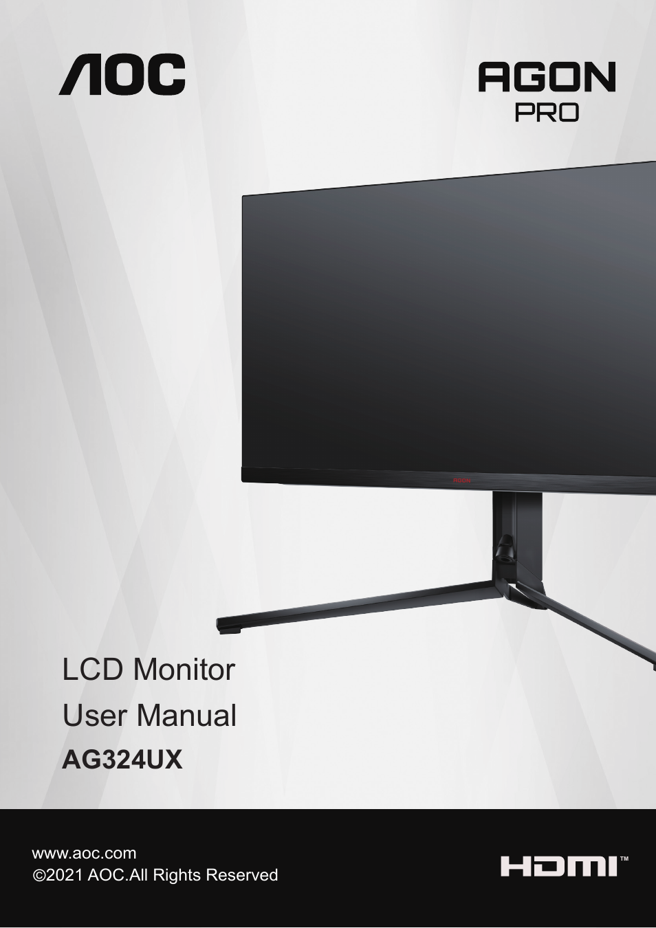AOC AG324UX 31.5" 4K UHD 144 Hz Gaming Monitor User Manual | 34 pages