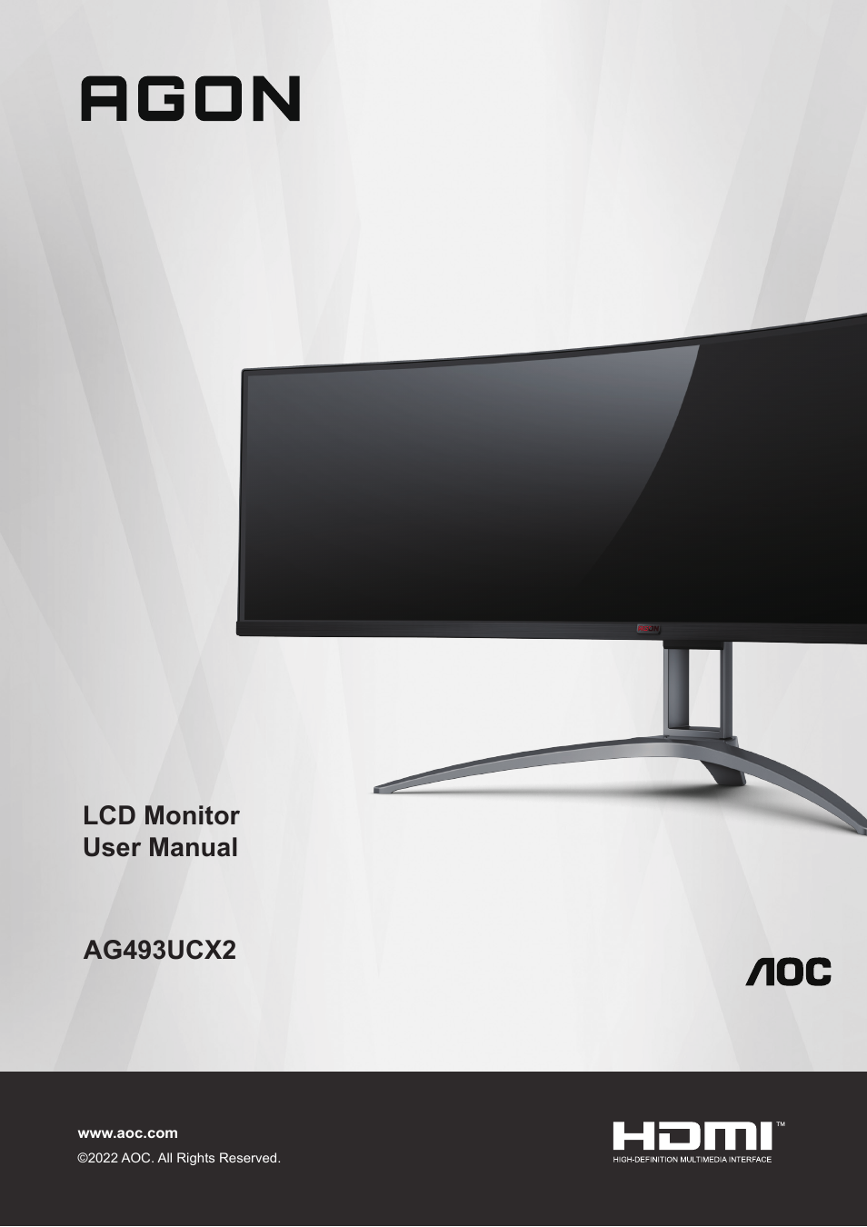 AOC AG493UCX2 48.8" DQHD HDR 165 Hz Curved Gaming Monitor User Manual | 35 pages