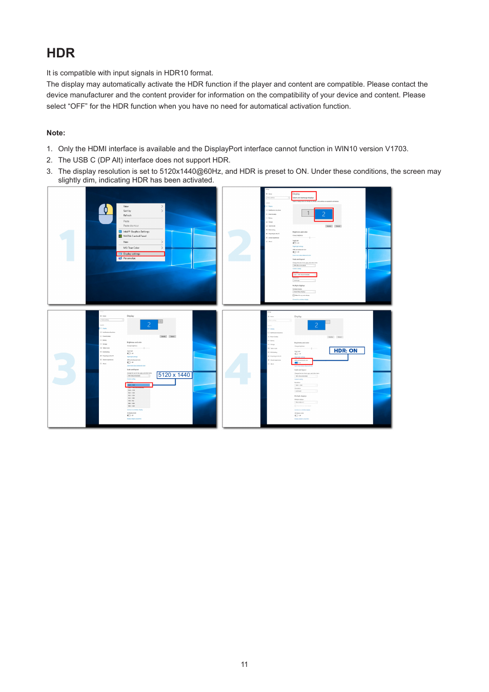 AOC AG493UCX2 48.8" DQHD HDR 165 Hz Curved Gaming Monitor User Manual | Page 13 / 35