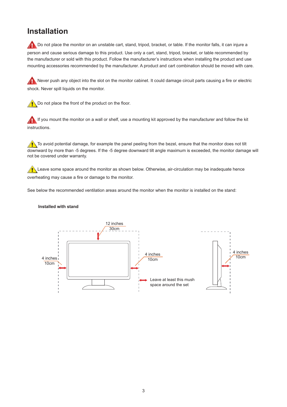 Installation | AOC AG493UCX2 48.8" DQHD HDR 165 Hz Curved Gaming Monitor User Manual | Page 5 / 35