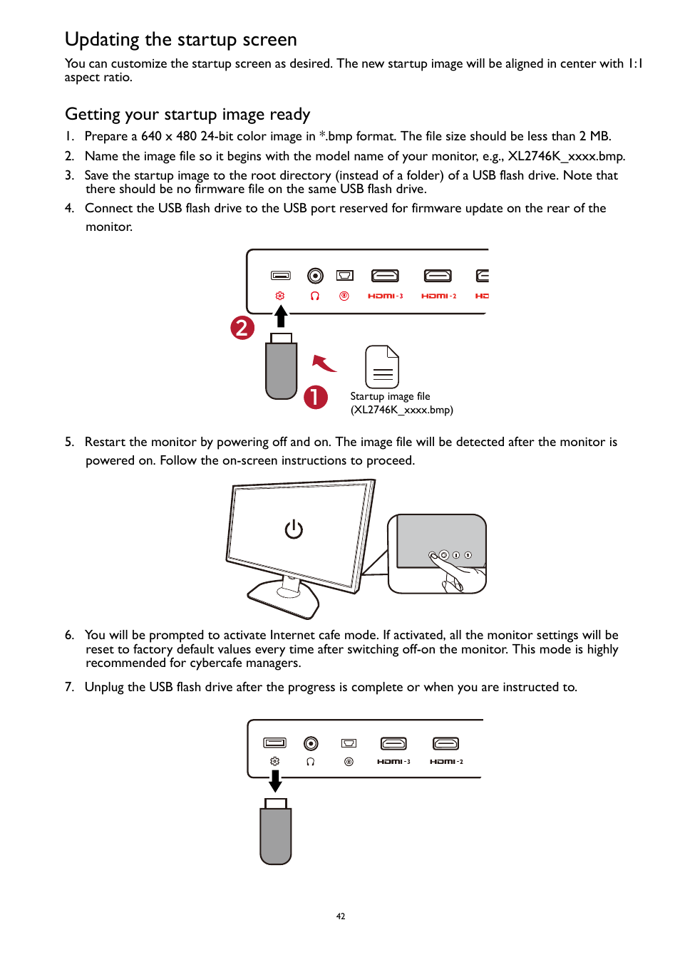 Updating the startup screen, Getting your startup image ready | BenQ ZOWIE XL2731K 27" 16:9 165 Hz TN Gaming Monitor User Manual | Page 42 / 60