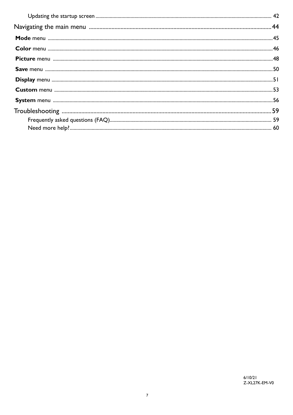 BenQ ZOWIE XL2731K 27" 16:9 165 Hz TN Gaming Monitor User Manual | Page 7 / 60