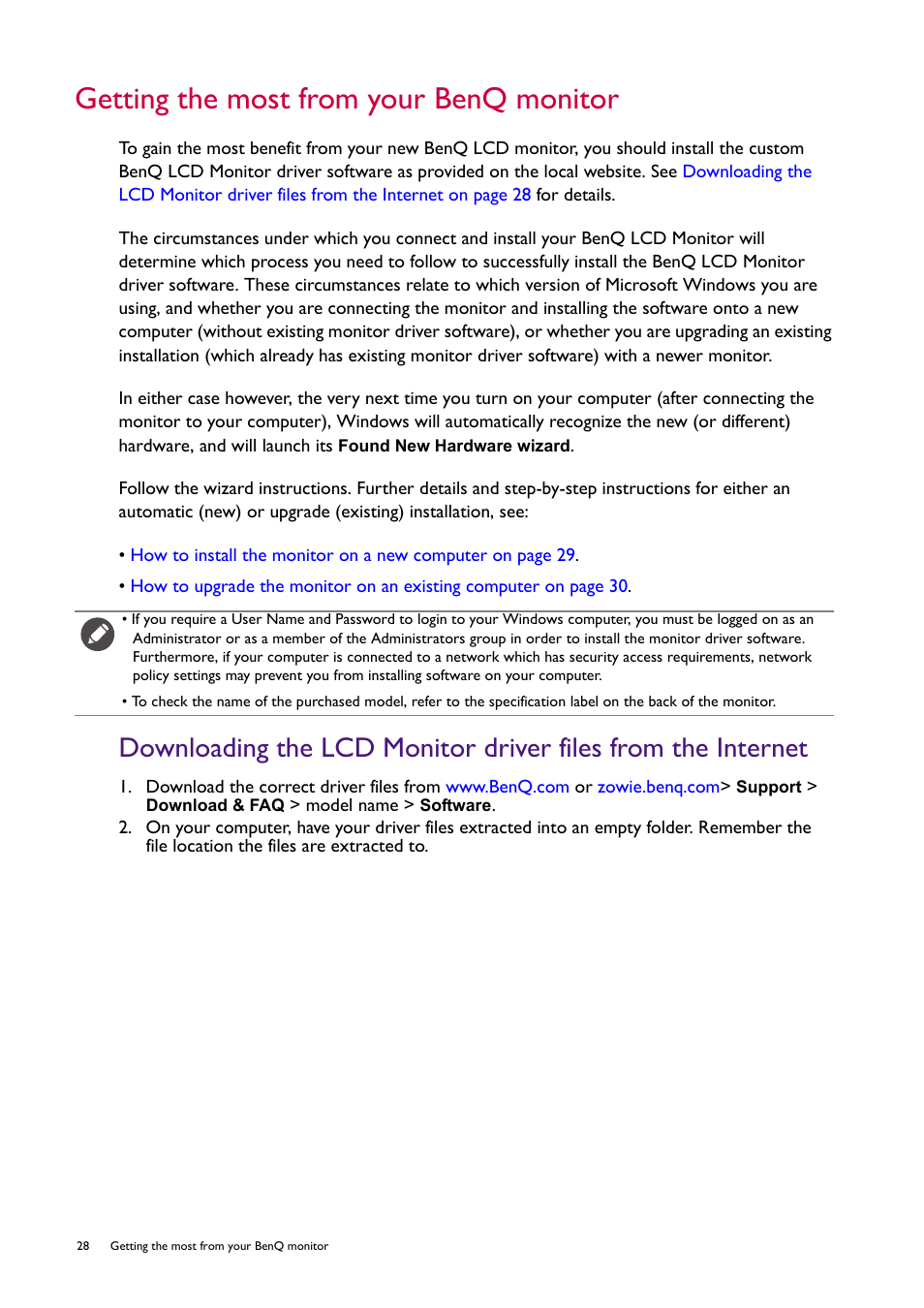 Getting the most from your benq monitor | BenQ ZOWIE XL2746S 27" 16:9 240 Hz TN Gaming Monitor User Manual | Page 28 / 58