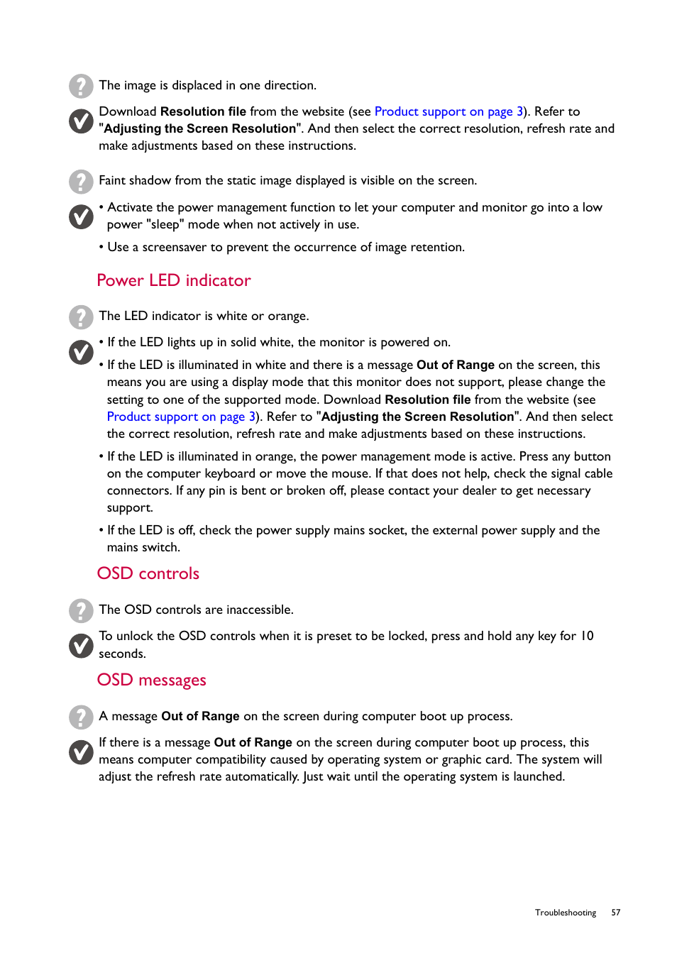Power led indicator osd controls osd messages | BenQ ZOWIE XL2746S 27" 16:9 240 Hz TN Gaming Monitor User Manual | Page 57 / 58