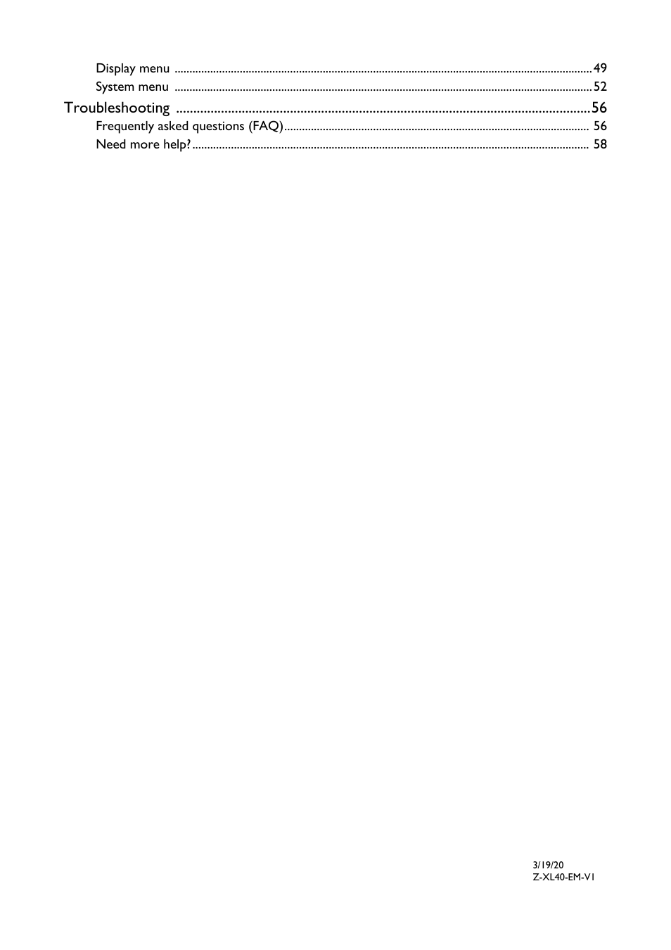Troubleshooting | BenQ ZOWIE XL2746S 27" 16:9 240 Hz TN Gaming Monitor User Manual | Page 7 / 58