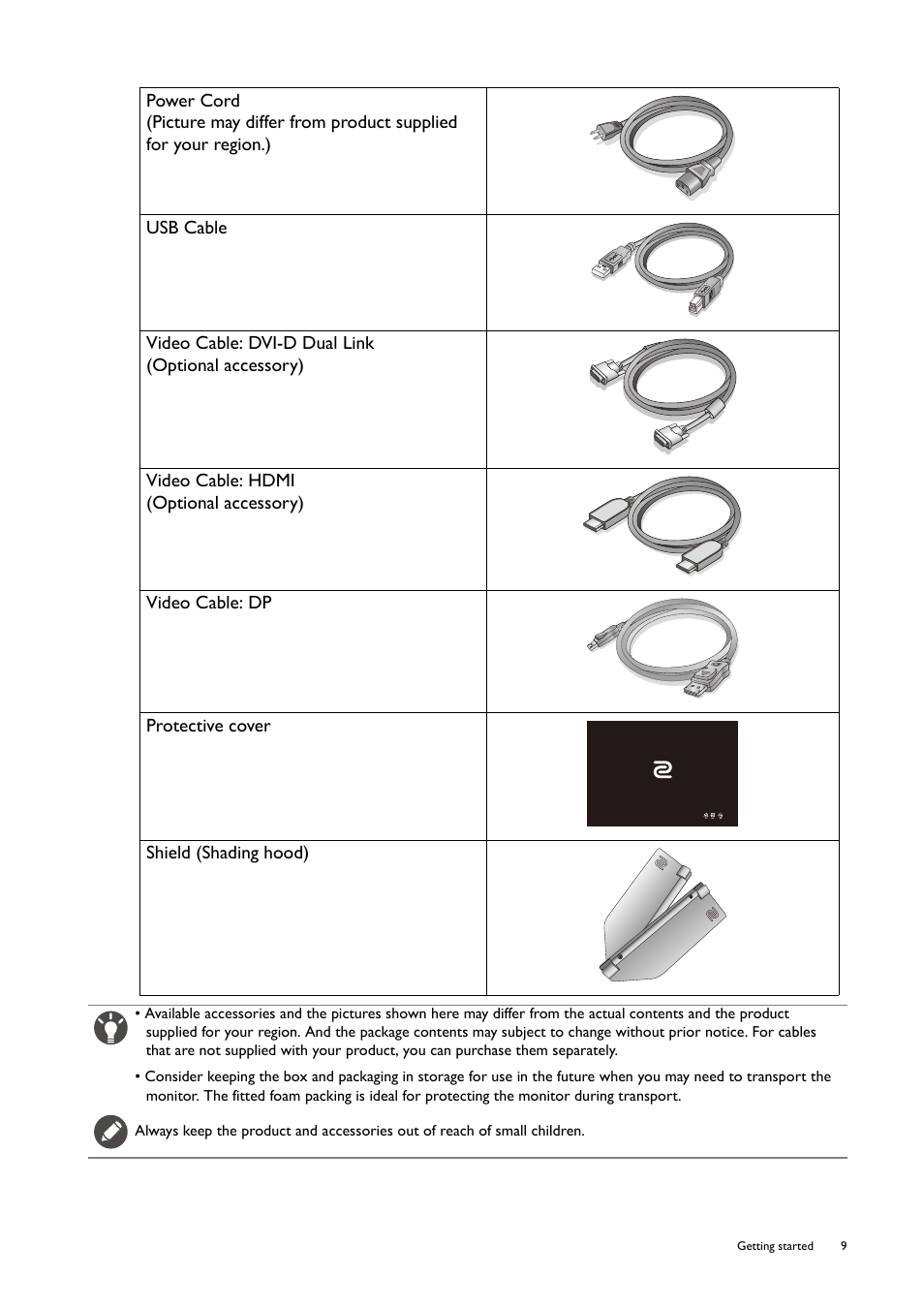 BenQ ZOWIE XL2746S 27" 16:9 240 Hz TN Gaming Monitor User Manual | Page 9 / 58