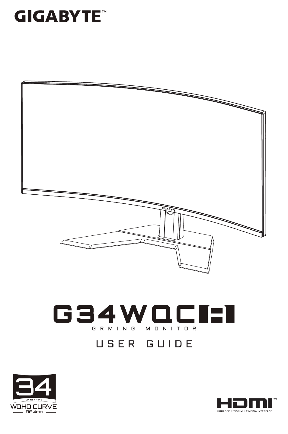 GIGABYTE G34WQC 34" 21:9 VA Curved Gaming Monitor User Manual | 41 pages