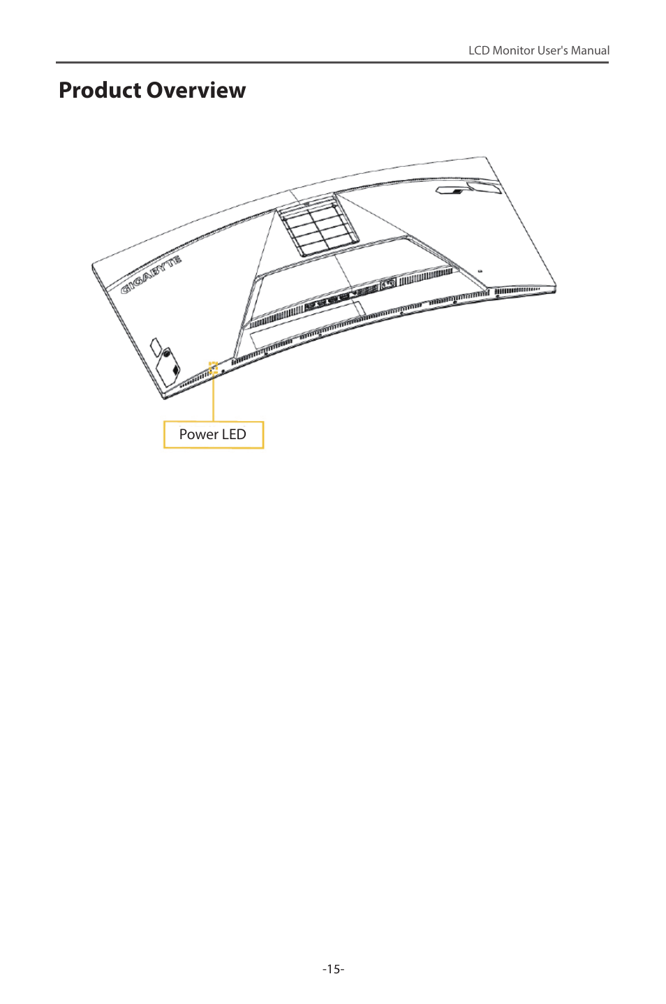 Product overview | GIGABYTE G34WQC 34" 21:9 VA Curved Gaming Monitor User Manual | Page 15 / 41