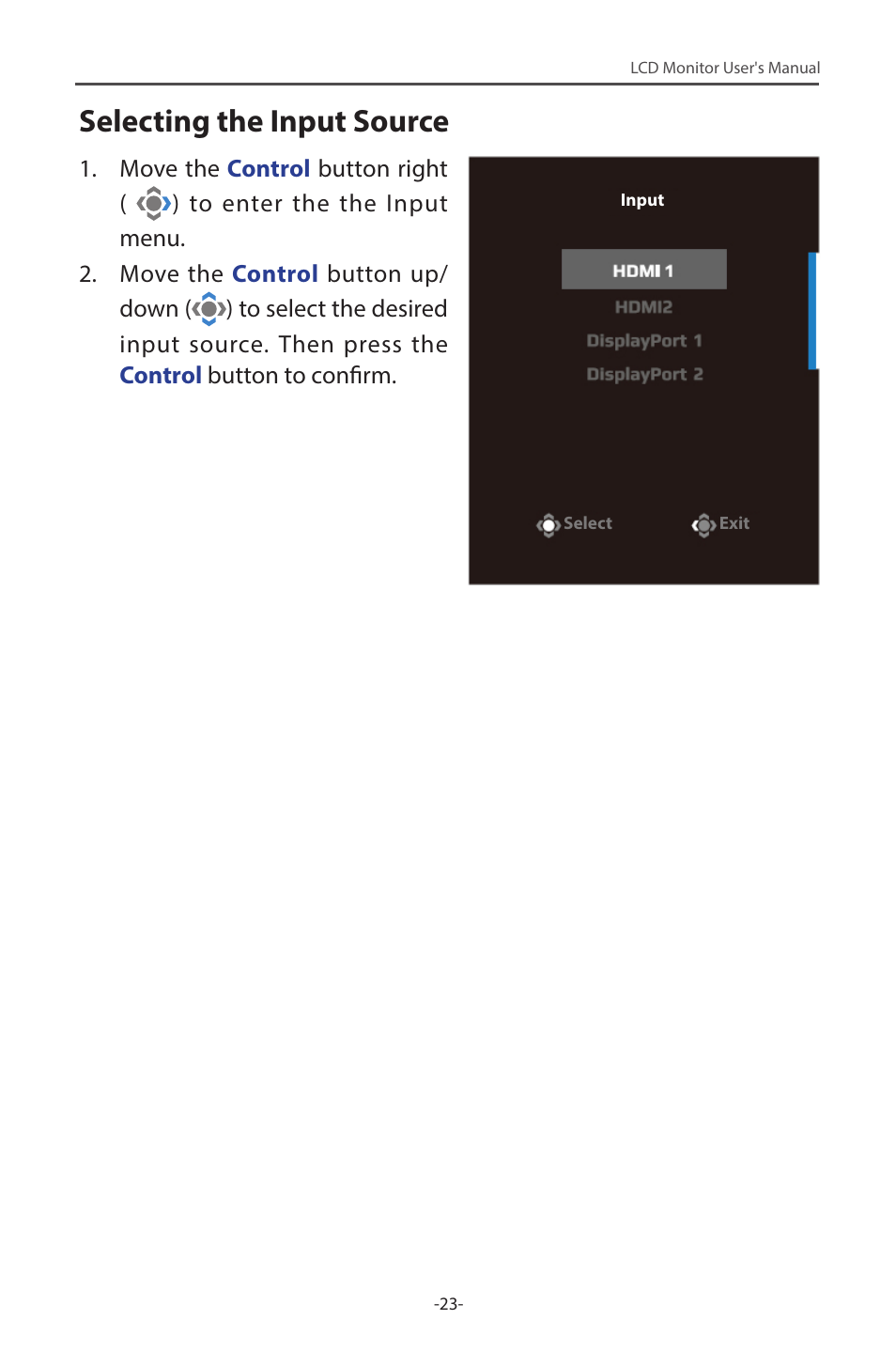 Selecting the input source | GIGABYTE G34WQC 34" 21:9 VA Curved Gaming Monitor User Manual | Page 23 / 41