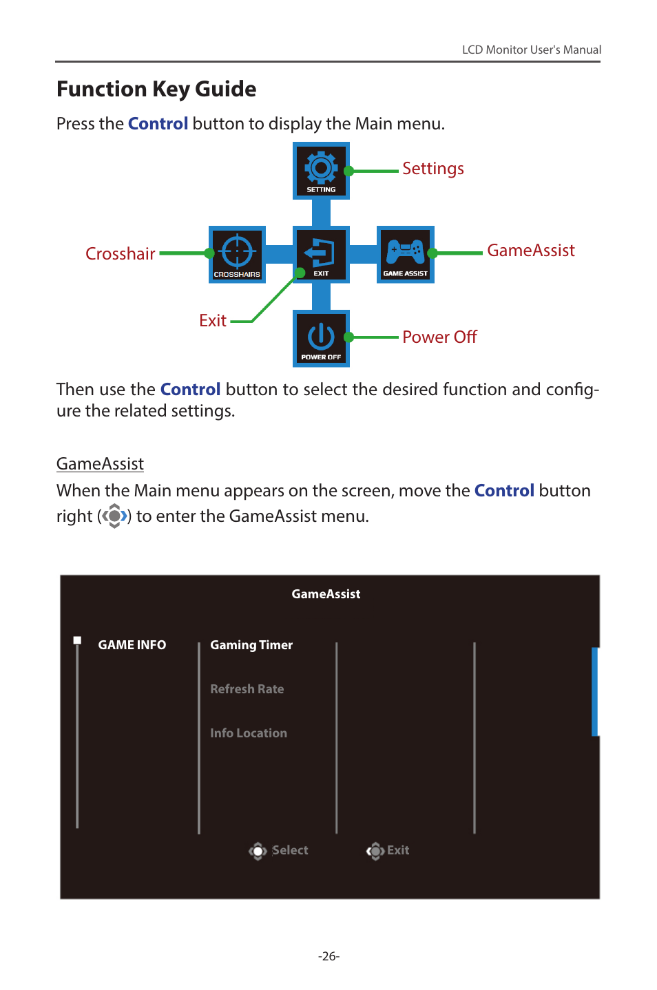 Function key guide | GIGABYTE G34WQC 34" 21:9 VA Curved Gaming Monitor User Manual | Page 26 / 41