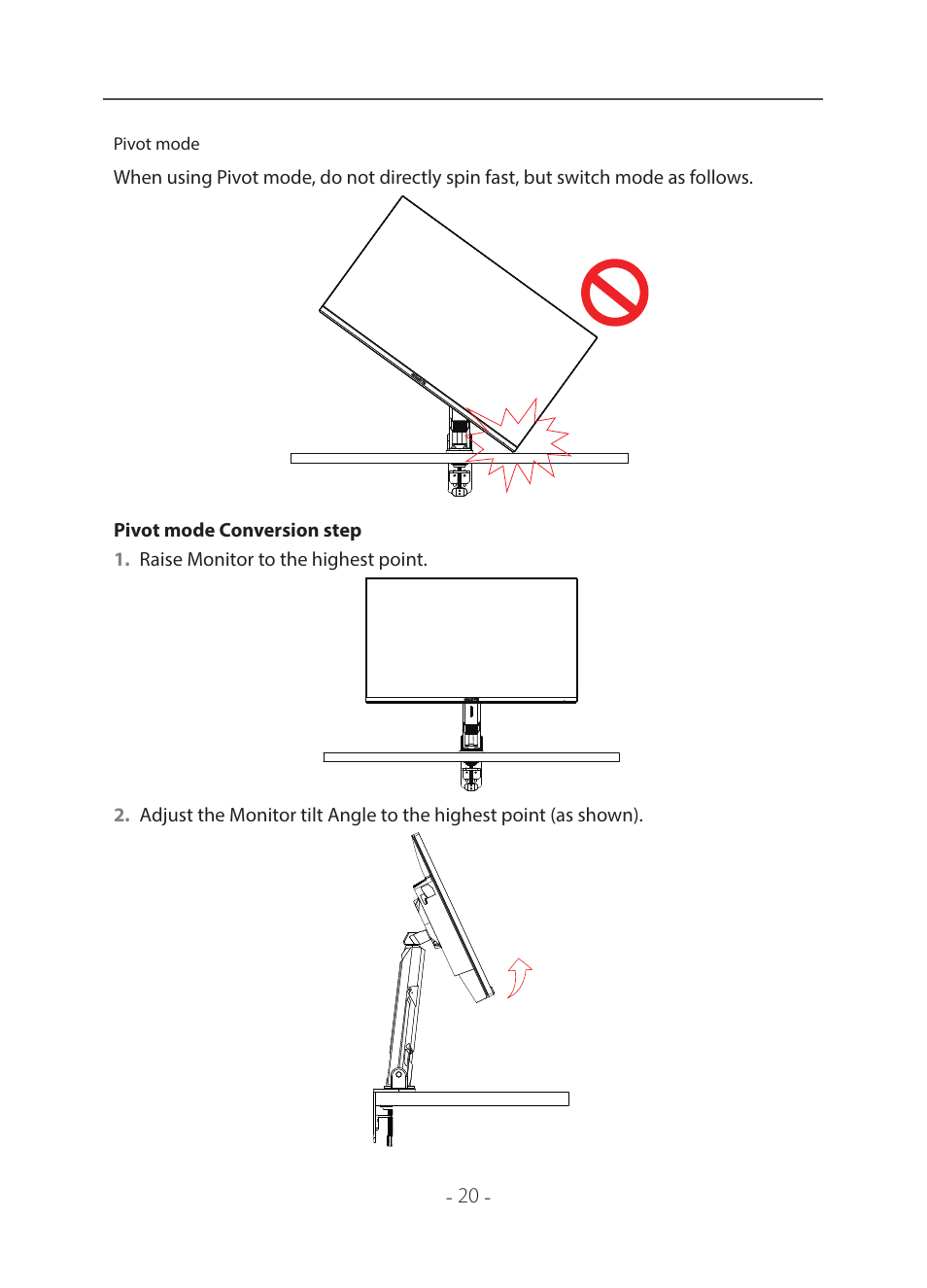 Pivot mode | GIGABYTE 31.5" M32U 4K HDR 144 Hz Arm Edition Gaming Monitor User Manual | Page 21 / 57