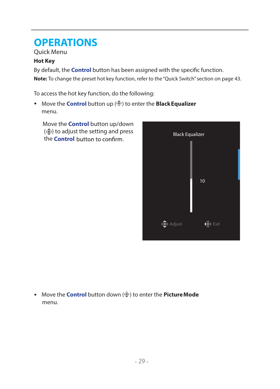 Operations, Quick_menu, Bookmark12 | Quick menu, Operations quick menu | GIGABYTE 31.5" M32U 4K HDR 144 Hz Arm Edition Gaming Monitor User Manual | Page 30 / 57