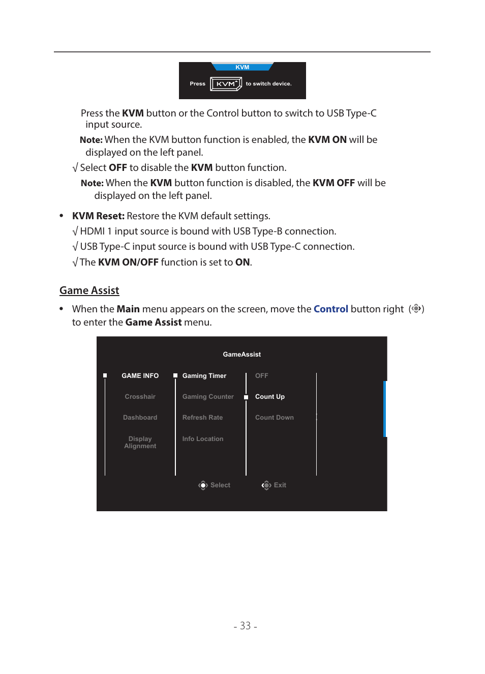 Game assist | GIGABYTE 31.5" M32U 4K HDR 144 Hz Arm Edition Gaming Monitor User Manual | Page 34 / 57