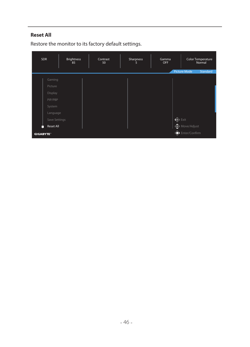 GIGABYTE 31.5" M32U 4K HDR 144 Hz Arm Edition Gaming Monitor User Manual | Page 47 / 57