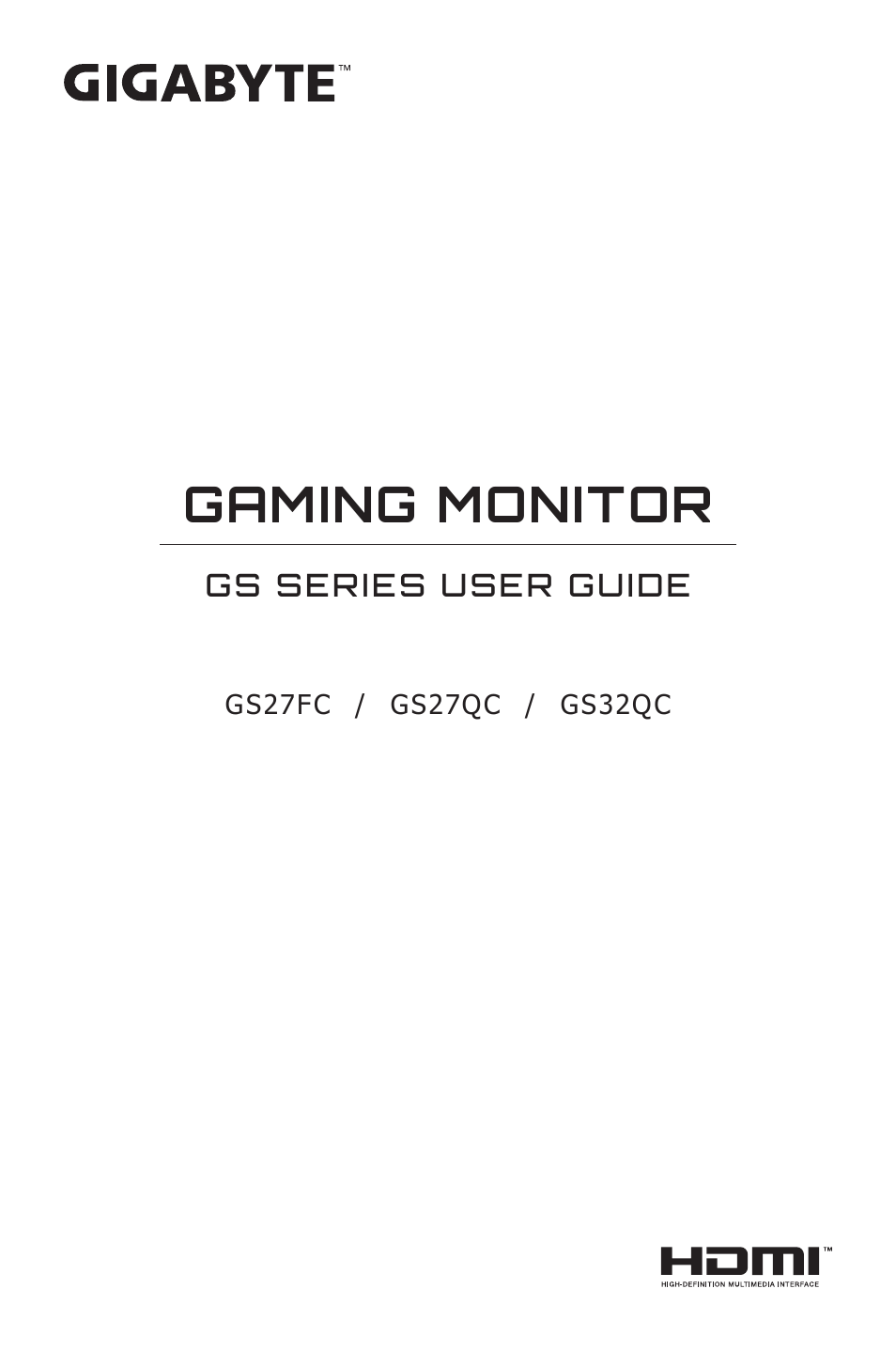 GIGABYTE GS27FC 27" 180 Hz Curved Gaming Monitor User Manual | 32 pages
