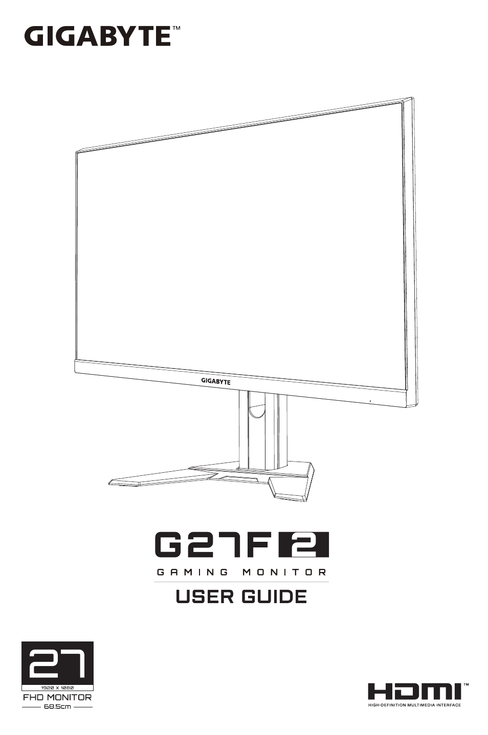 GIGABYTE G27F 2 27" 170 Hz Gaming Monitor User Manual | 44 pages