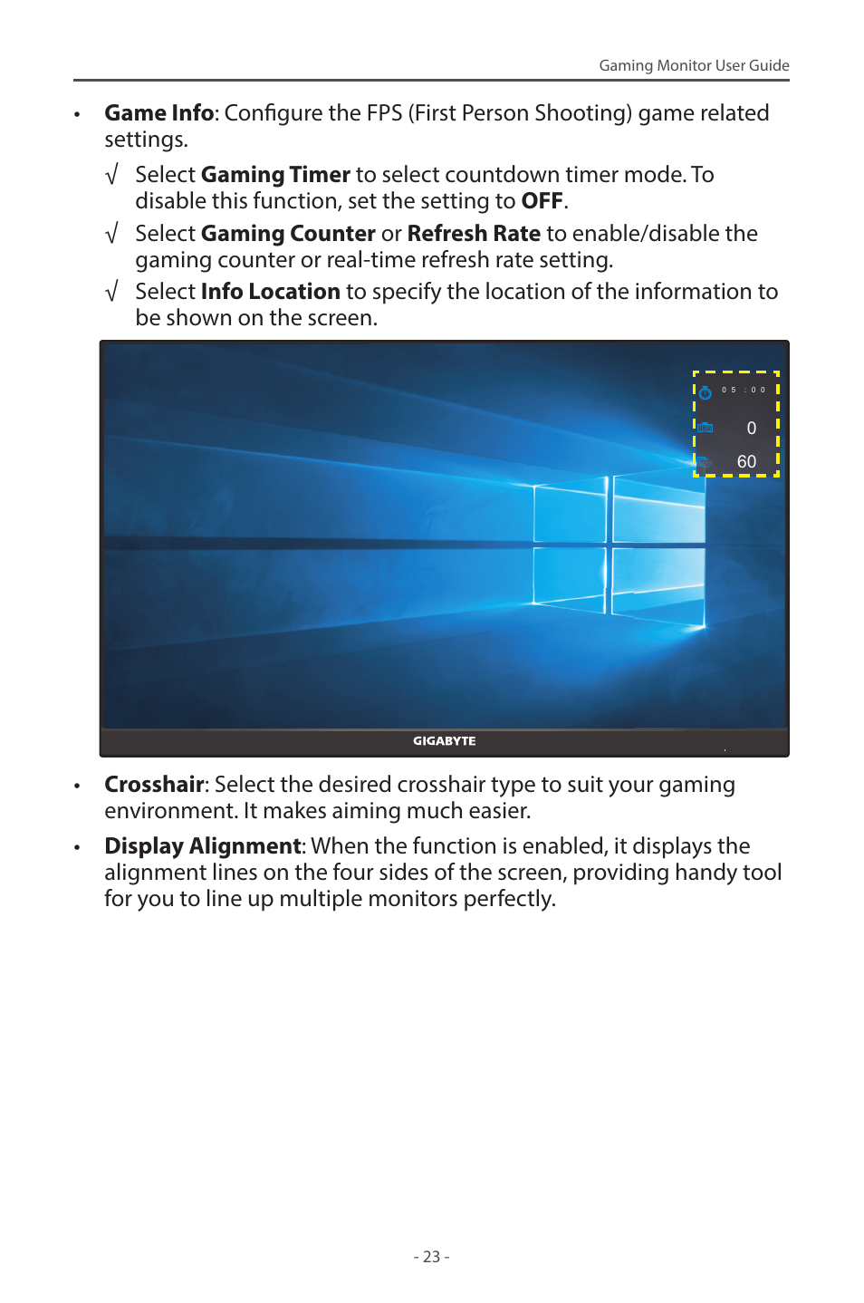 GIGABYTE G27F 2 27" 170 Hz Gaming Monitor User Manual | Page 23 / 44