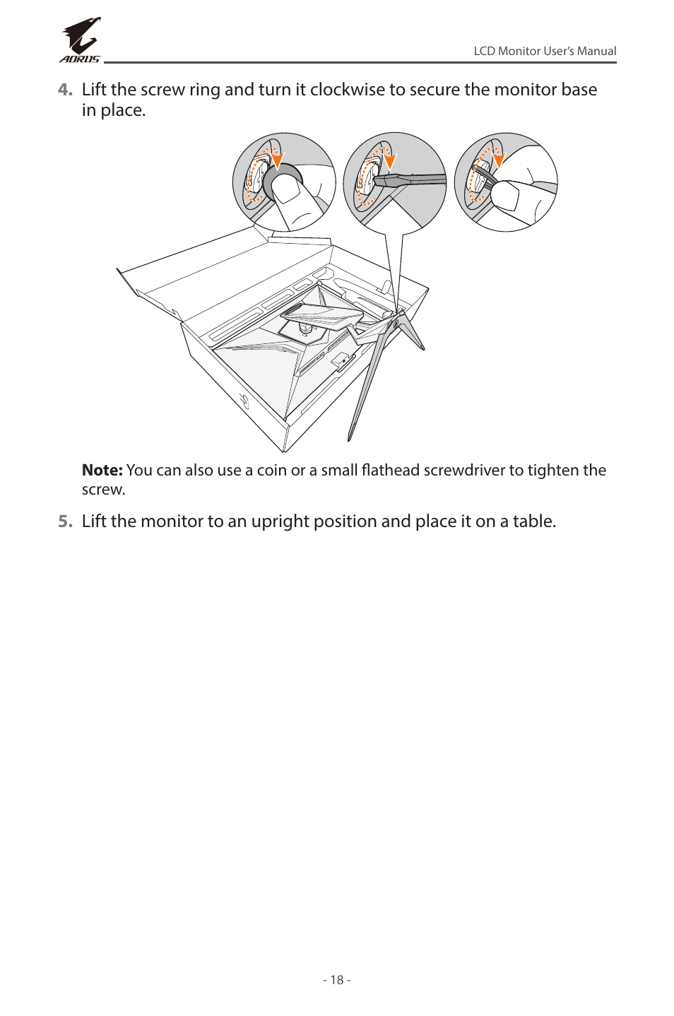 GIGABYTE AORUS FI32U 31.5" 16:9 FreeSync 144 Hz 4K HDR IPS Gaming Monitor User Manual | Page 18 / 46