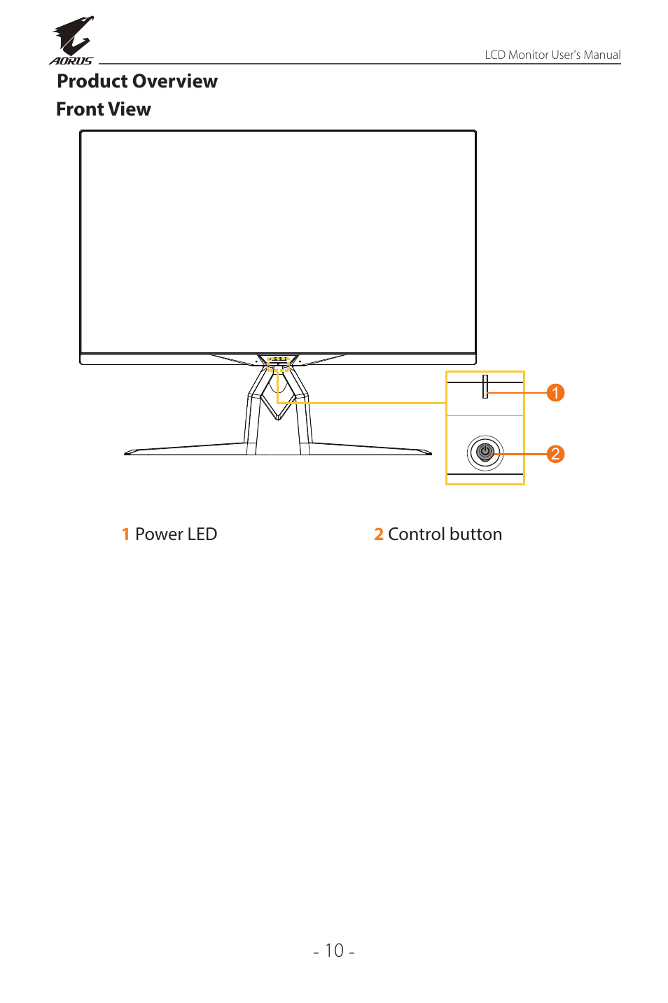 Product overview | GIGABYTE AORUS FI32Q X 32" 16:9 FreeSync QHD 240 Hz HDR IPS Gaming Monitor User Manual | Page 10 / 53