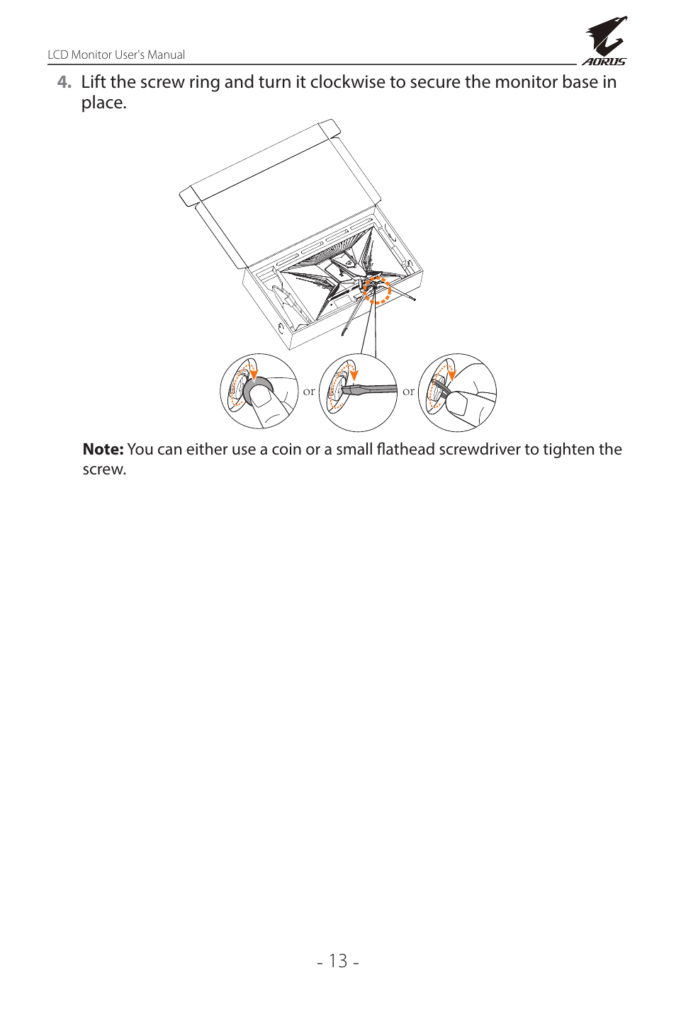 GIGABYTE AORUS FI32Q X 32" 16:9 FreeSync QHD 240 Hz HDR IPS Gaming Monitor User Manual | Page 13 / 53