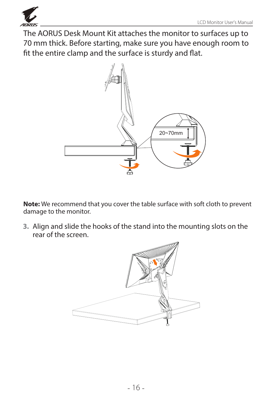 GIGABYTE AORUS FI32Q X 32" 16:9 FreeSync QHD 240 Hz HDR IPS Gaming Monitor User Manual | Page 16 / 53