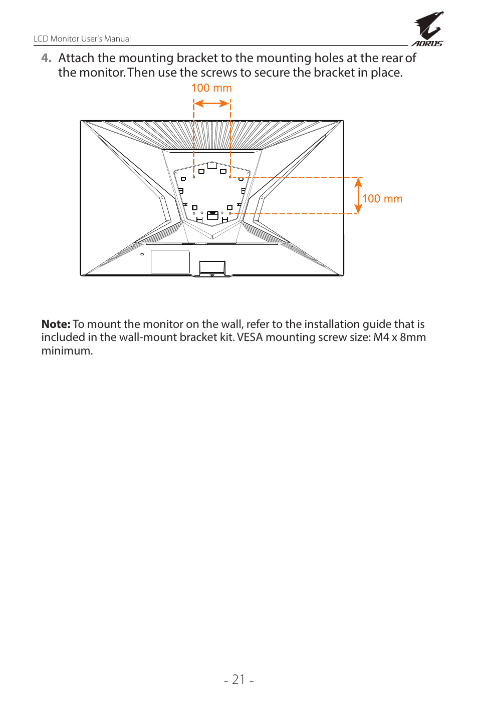 GIGABYTE AORUS FI32Q X 32" 16:9 FreeSync QHD 240 Hz HDR IPS Gaming Monitor User Manual | Page 21 / 53