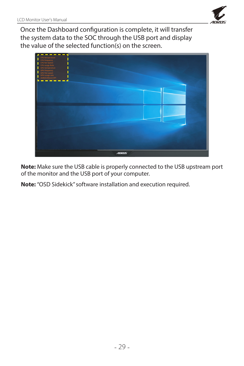 GIGABYTE AORUS FI32Q X 32" 16:9 FreeSync QHD 240 Hz HDR IPS Gaming Monitor User Manual | Page 29 / 53