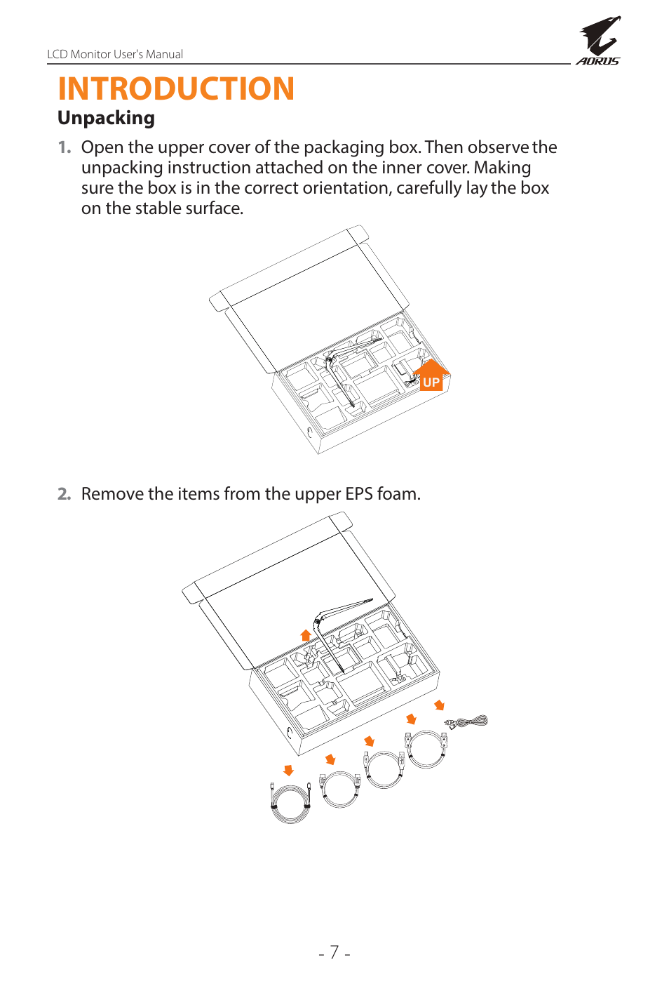 Introduction, Unpacking | GIGABYTE AORUS FI32Q X 32" 16:9 FreeSync QHD 240 Hz HDR IPS Gaming Monitor User Manual | Page 7 / 53