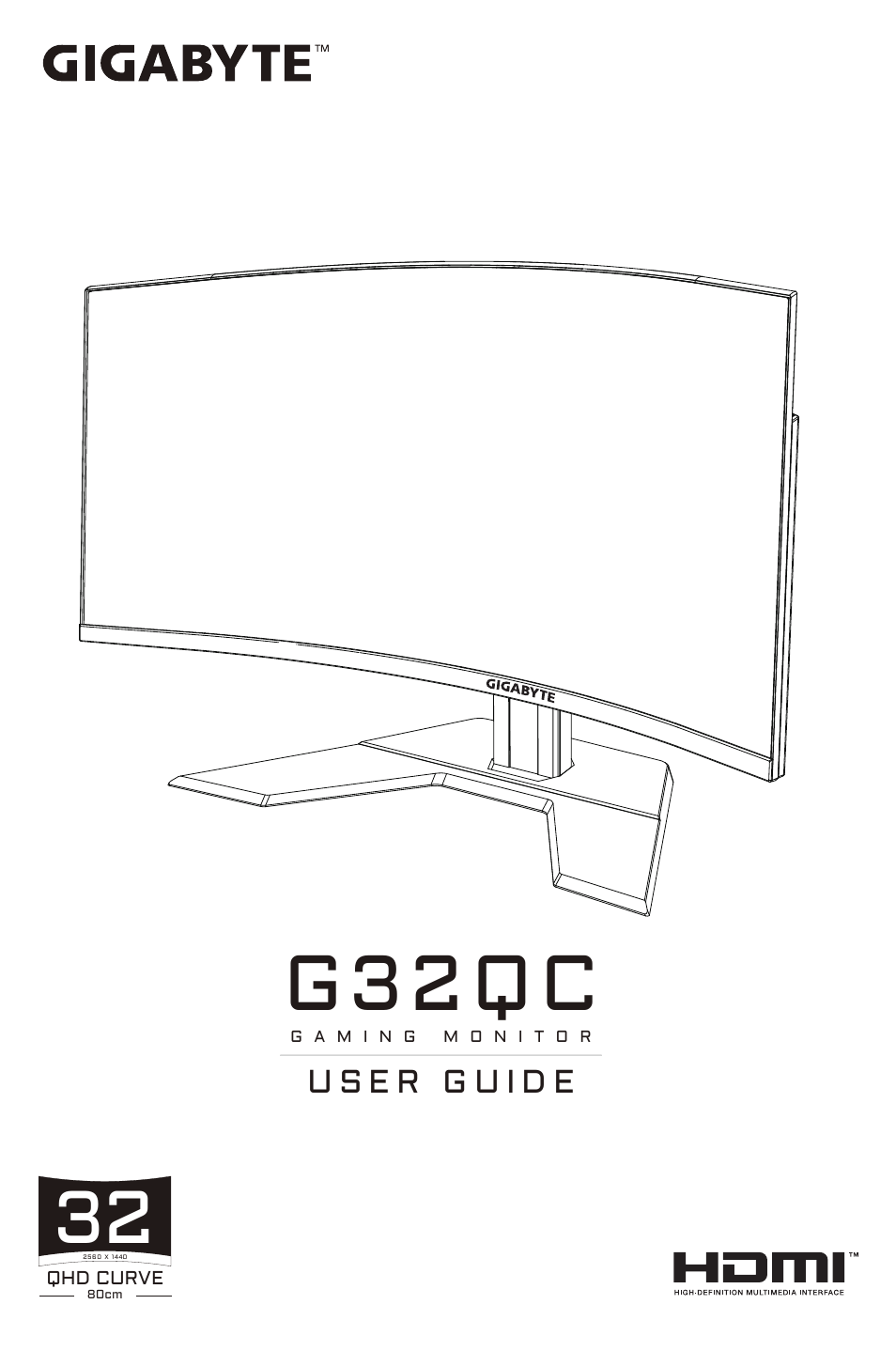 GIGABYTE G32QC A 31.5" 1440p HDR 165 Hz Curved Gaming Monitor User Manual | 42 pages