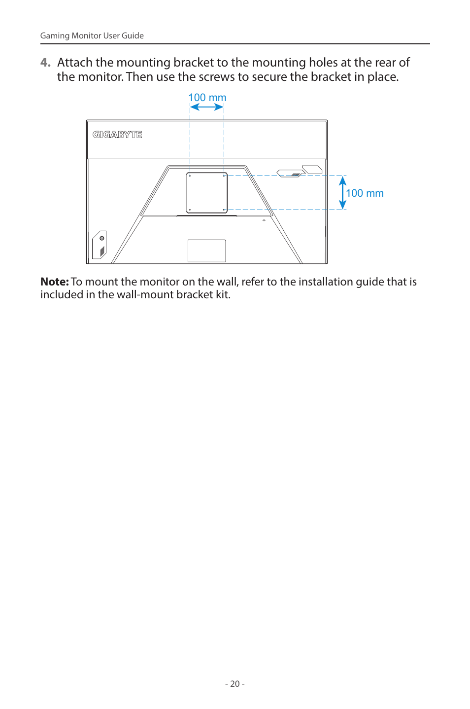 GIGABYTE G32QC A 31.5" 1440p HDR 165 Hz Curved Gaming Monitor User Manual | Page 20 / 42