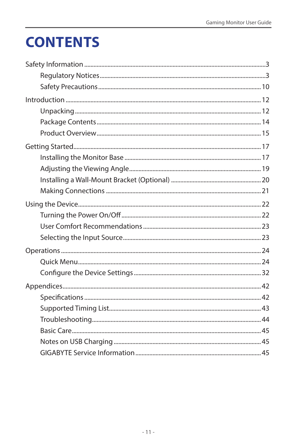 GIGABYTE M28U 28" 16:9 144 Hz 4K Gaming Monitor User Manual | Page 11 / 45