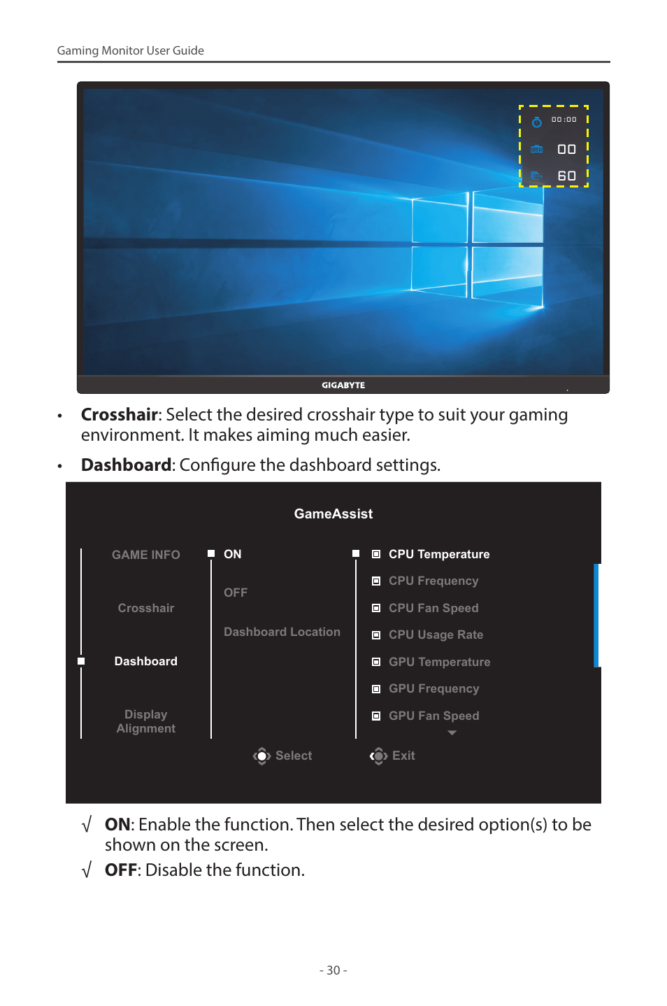 GIGABYTE M28U 28" 16:9 144 Hz 4K Gaming Monitor User Manual | Page 30 / 45