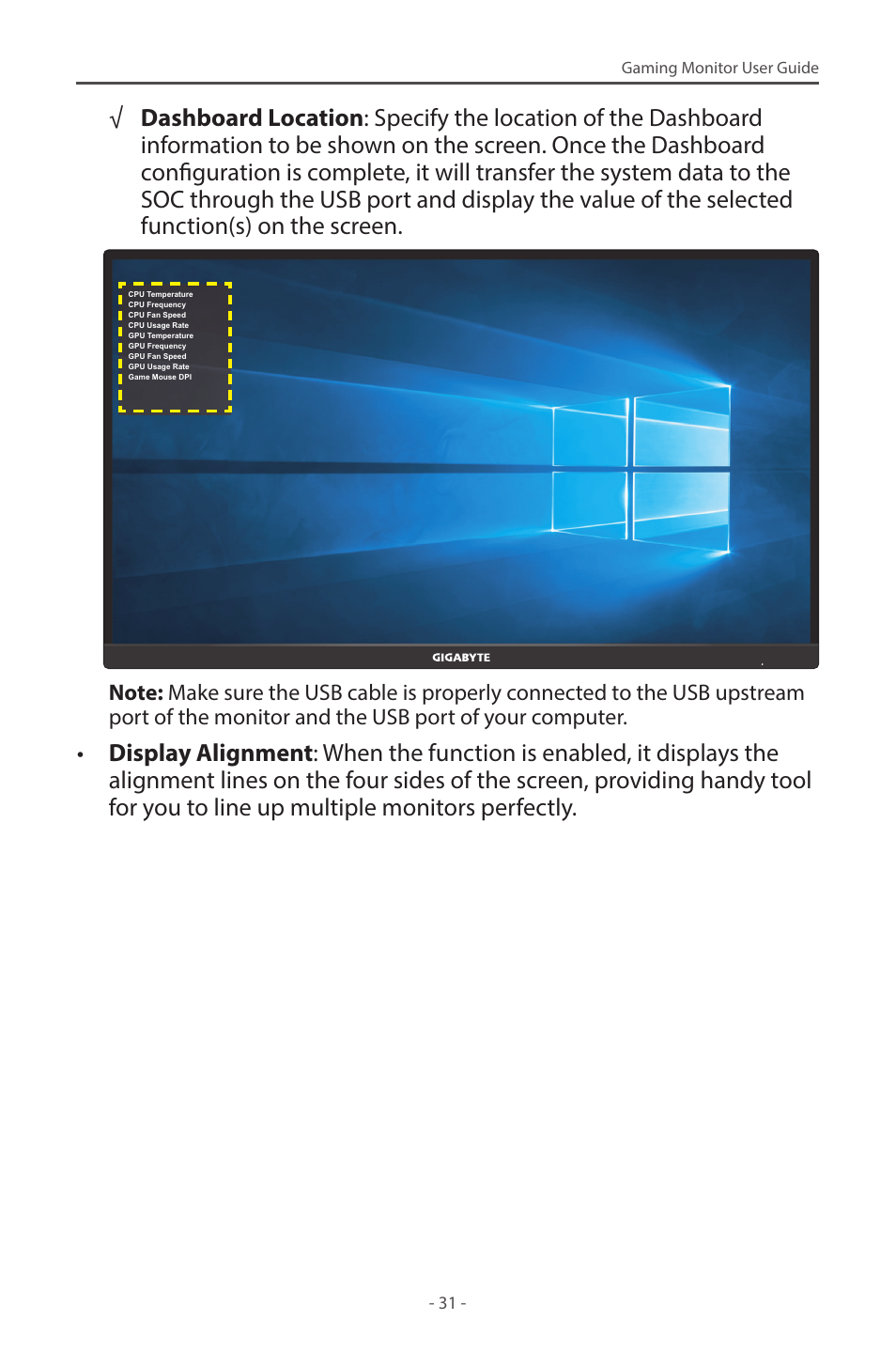 GIGABYTE M28U 28" 16:9 144 Hz 4K Gaming Monitor User Manual | Page 31 / 45