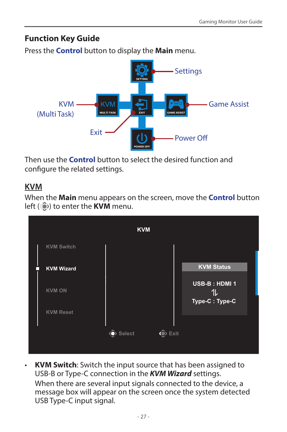 Function key guide | GIGABYTE M28U AE-SA 28" 4K HDR 144 Hz Gaming Monitor User Manual | Page 27 / 53