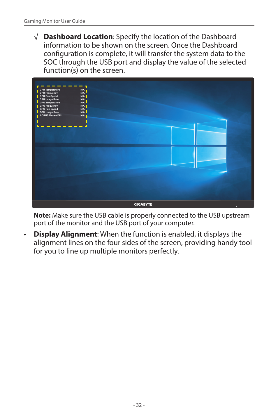 GIGABYTE M28U AE-SA 28" 4K HDR 144 Hz Gaming Monitor User Manual | Page 32 / 53