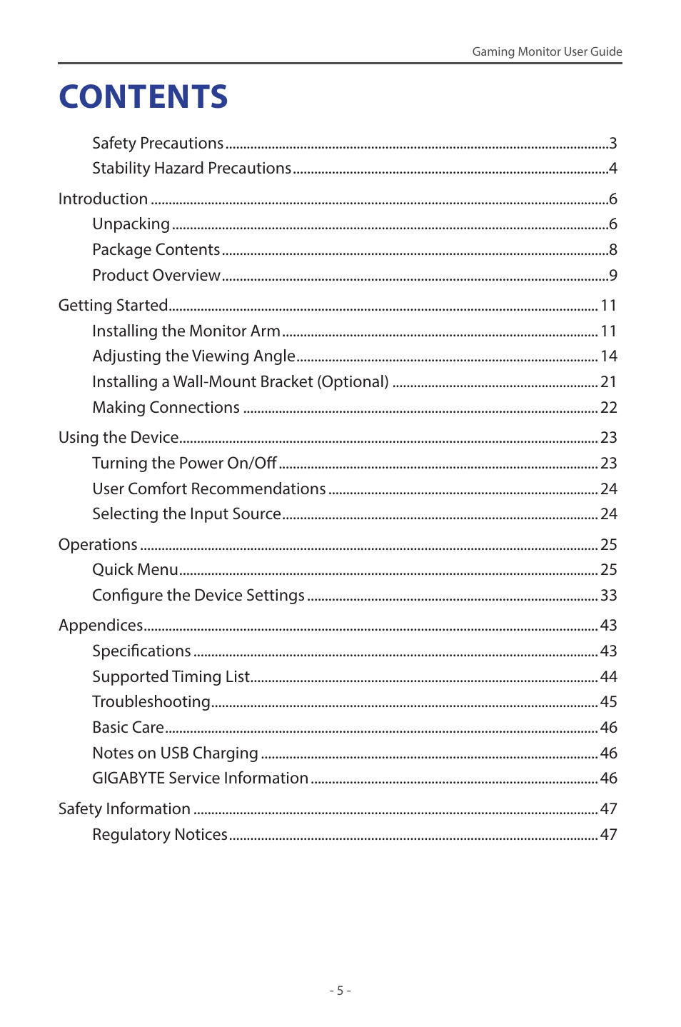 GIGABYTE M28U AE-SA 28" 4K HDR 144 Hz Gaming Monitor User Manual | Page 5 / 53